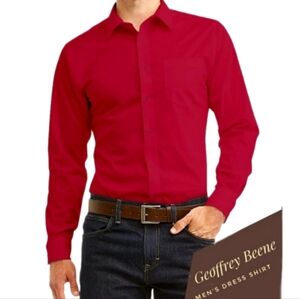 Geoffrey Beene Dark Red Button-Down Dress Shirt